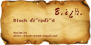 Bloch Árpád névjegykártya